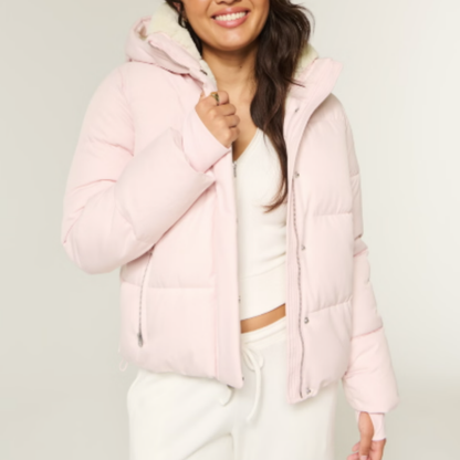Pink Faux Puffer Jacket
