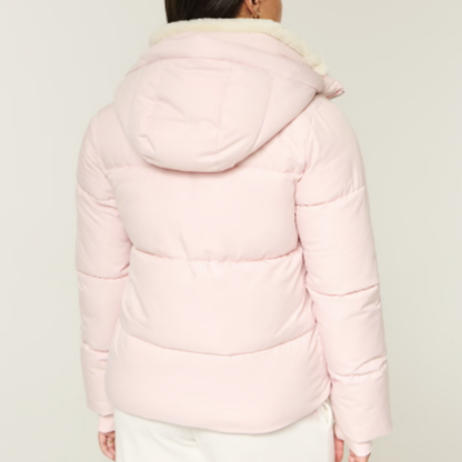 Pink Faux Puffer Jacket