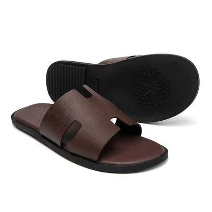 Signature H-Cut Leather Sandal.